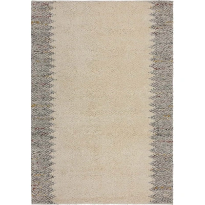 Šedo-krémový ručně tkaný koberec s příměsí vlny 80x150 cm Minerals Border – Flair Rugs